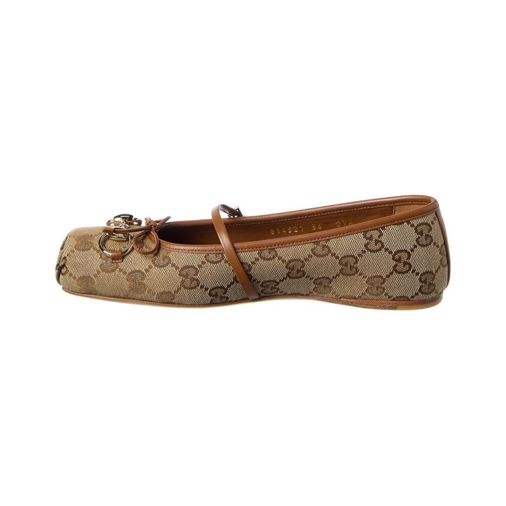 Gucci Horsebit Gg Canvas & Leather Ballet Flat, Beige - Picture 2 of 5
